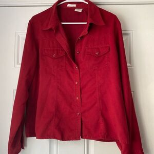 GNW Red Western Style Suede Feel Button Up Top Size XL